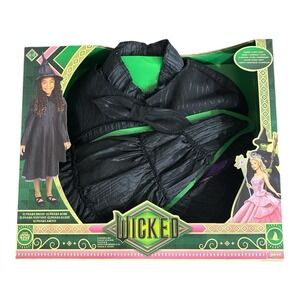New Wicked Elphaba Black Dress, Hat & Cape Costume Dress Up Set Child Size 4-6x